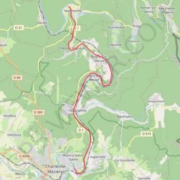 Trace GPS Charleville-Mézières / Monthermé, itinéraire, parcours