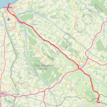 Trace GPS Dieppe - Forges-les-Eaux, itinéraire, parcours