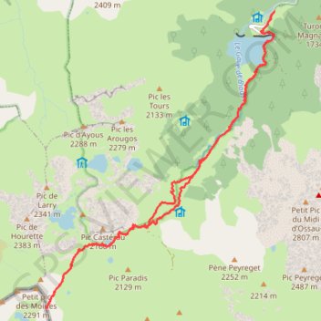 Trace GPS Gabas - Du lac de Bious-Aritgue au col des moines, itinéraire, parcours