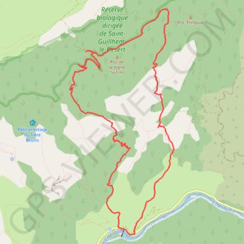 Trace GPS Rando à Saint Guilhem, tour du Roc de la Vigne, itinéraire, parcours