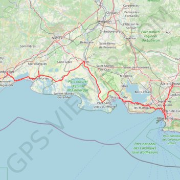 Trace GPS Montpellier-Marseille-Aix, itinéraire, parcours