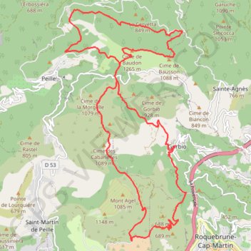 Trace GPS Trail de Gorbio, itinéraire, parcours