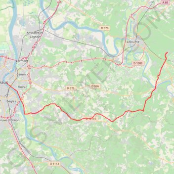 Trace GPS Bordeaux - Saint-Emilion par la piste Roger Lapébie, itinéraire, parcours
