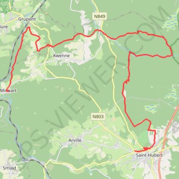 Trace GPS GR14: Van Saint-Hubert naar Mirwart, itinéraire, parcours