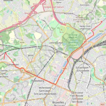 Trace GPS Itinéraire de Rue François Vekemans 26, Bruxelles à Avenue des Neuf Provinces 1, Ganshoren, itinéraire, parcours