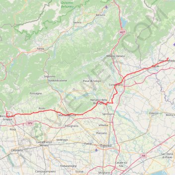 Trace GPS Bassano del Grappa Fontanafredda, itinéraire, parcours