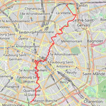 Trace GPS Traversée de Paris (Nord-Sud) (2020), itinéraire, parcours