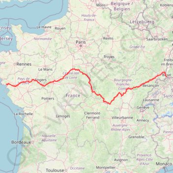 Trace GPS EuroVélo 6 de Bâle à l'Océan Atlantique, itinéraire, parcours