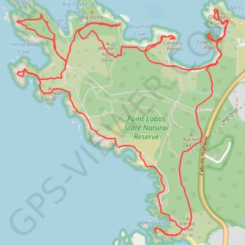 Trace GPS Point Lobos Loop, itinéraire, parcours