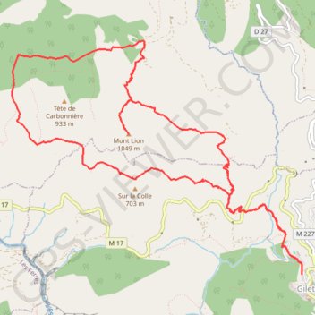 Trace GPS Tour du Mont-Lion, itinéraire, parcours