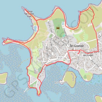 Trace GPS L'Île Grande, itinéraire, parcours