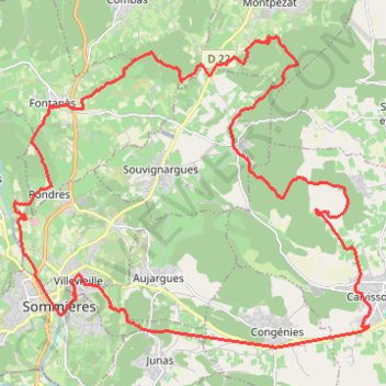 Trace GPS Pays de Sommières - Les Châteaux du Sommiérois, itinéraire, parcours