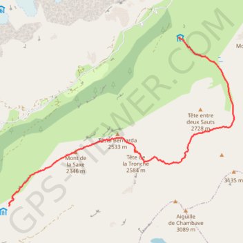 Trace GPS Tour du Mont-Blanc (TMB) du refuge Bertone au refuge Bonatti, itinéraire, parcours