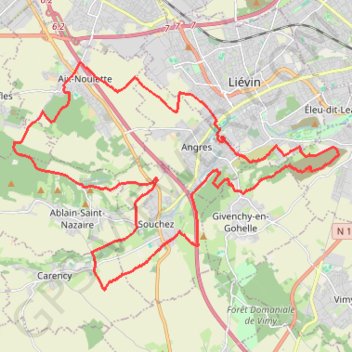 Trace GPS Grand Trail Nocturne des hauts de France 2023 33 km, itinéraire, parcours