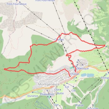 Trace GPS Montgenèvre - Grand Balcon en boucle, itinéraire, parcours