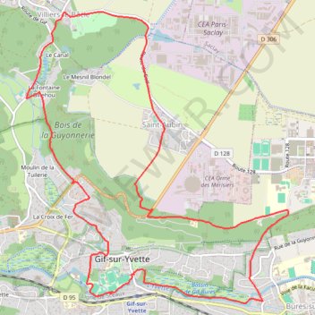 Trace GPS De Villiers-le-Bâcle à Bures-sur-Yvette (91 - Essonne), itinéraire, parcours