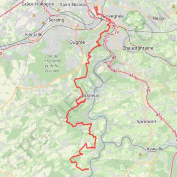 Trace GPS MEGA 15km de Liege 42km, itinéraire, parcours