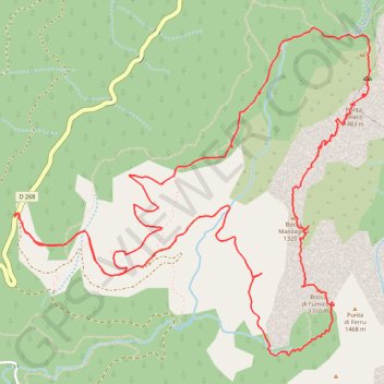 Trace GPS La Crête des Terrasses - Zonza, itinéraire, parcours