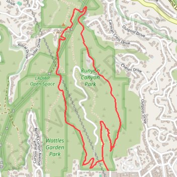 Trace GPS Runyon Canyon Loop, itinéraire, parcours