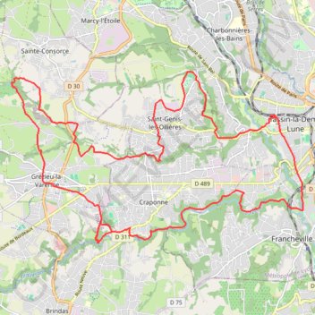 Trace GPS Les ruisseaux cachés de Tassin, itinéraire, parcours