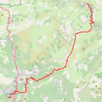 Trace GPS GR07 Navacelle Lodeve, itinéraire, parcours