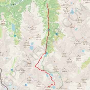 Trace GPS Les Lacs et le Pic d'Estom Soubiran depuis la Fruitière, itinéraire, parcours