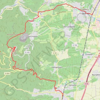 Trace GPS D'Obernai à Barr via le Mont Sainte-Odile, itinéraire, parcours