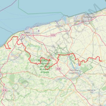 Trace GPS Wissant - Cassel, itinéraire, parcours