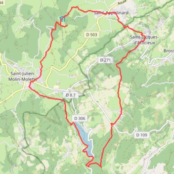 Trace GPS Barrage du Ternay (42), itinéraire, parcours