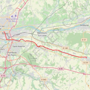 Trace GPS 10 Tours-Bléré: 28.20 km, itinéraire, parcours