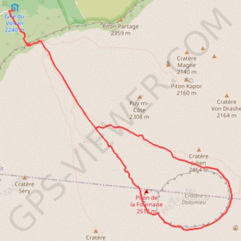 Trace GPS Le piton de la Fournaise, itinéraire, parcours