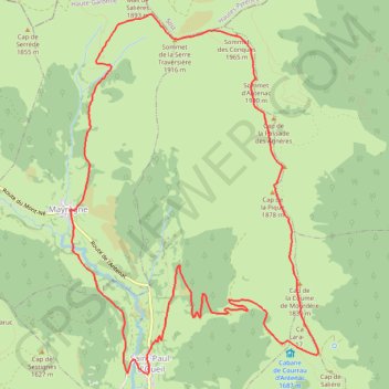 Trace GPS Sommet d'Antenac depuis Mayrègne, itinéraire, parcours
