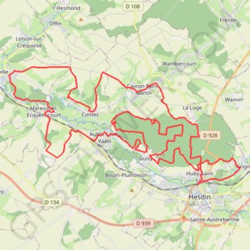 Trace GPS Forêt Hesdin 52km 1100D+, itinéraire, parcours