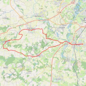 Trace GPS Bruz - Goven - StThurial - Breal-sous-Monfort, itinéraire, parcours