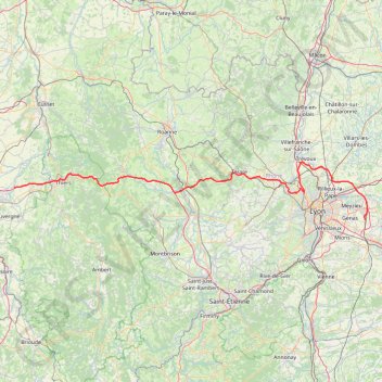 Trace GPS Clermont-Ferrand - Lyon, itinéraire, parcours