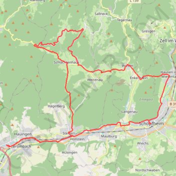 Trace GPS Lörrach - Wiese - Steinen - Endenburg - Schöpfheim - Wiese - Lörrach, itinéraire, parcours