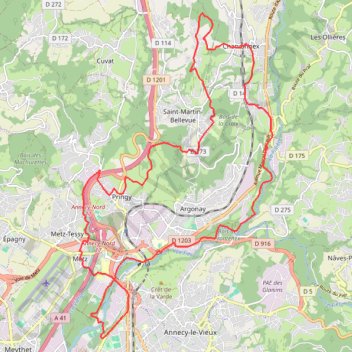 Trace GPS Annecy-le-Vieux - Metz-Tessy - Saint-Martin-Bellevue - Bords du Fier, itinéraire, parcours