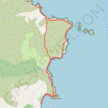 Trace GPS Macinaggio - Sentier des Douaniers, itinéraire, parcours