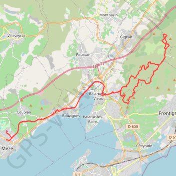 Trace GPS Mèze la Gardiole, itinéraire, parcours