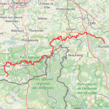 Trace GPS SAT_Tronçon-Chimay-Rochefort_2022-06-24, itinéraire, parcours