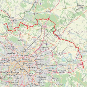 Trace GPS GR1 De Nesles-la-Vallée (Val-d'Oise) à Crécy-la-Chapelle (Seine-et-Marne), itinéraire, parcours
