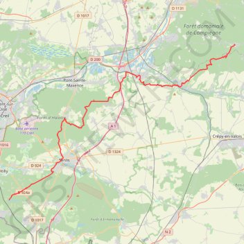 Trace GPS De la forêt de Compiègne à la forêt de Chantilly, itinéraire, parcours