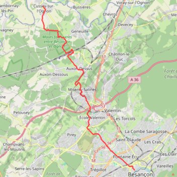 Trace GPS vff43-da-cussey-sur-lognon-besancon-pont-battant, itinéraire, parcours