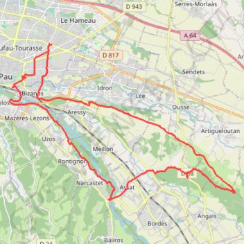 Trace GPS boucle henri4 bois d'angais, assat29 mai 2023, itinéraire, parcours