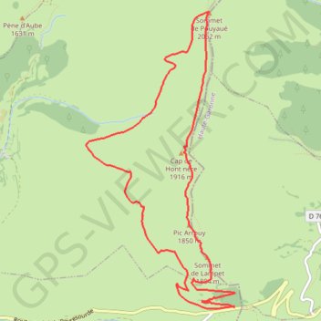 Trace GPS Du Col de Peyresourde au sommet du Pouyaué - Loudervielle, itinéraire, parcours