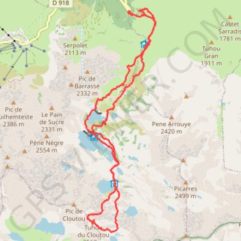Trace GPS Tuhou du Cloutou depuis le lacet du Garet, itinéraire, parcours