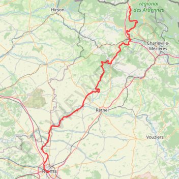 Trace GPS Des Ardennes à Reims, itinéraire, parcours