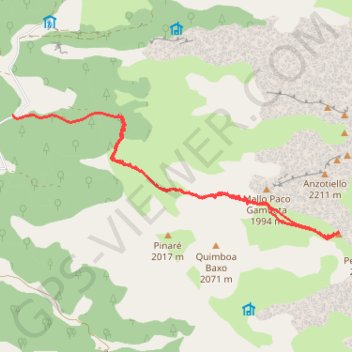 Trace GPS Quimboa alto, itinéraire, parcours