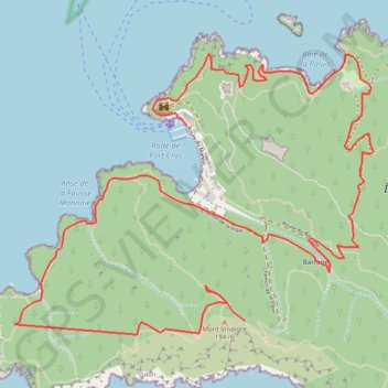 Trace GPS Port-Cros du fortin de la Vigie au port, itinéraire, parcours