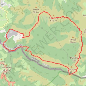 Trace GPS Col de Gorospil 662m, itinéraire, parcours